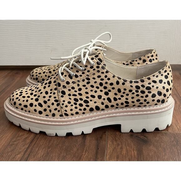 DOLCE VITA Martie Lace-Up Leopard Print Calf Hair Lug Sole Oxford Shoes Sz 11 - Picture 6 of 10
